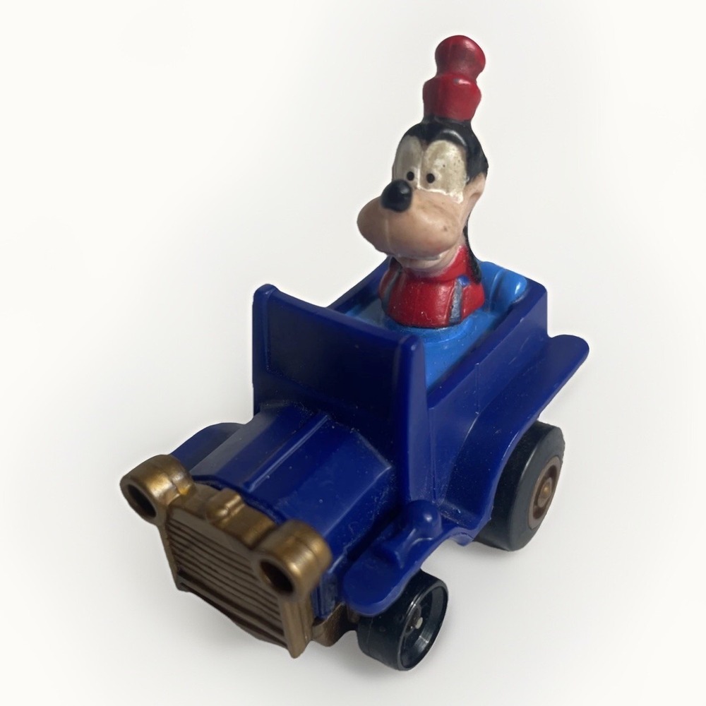 Vintage Disney Goofy Pull Back Car 1988 Blue McDonald's Collectible Toy Works